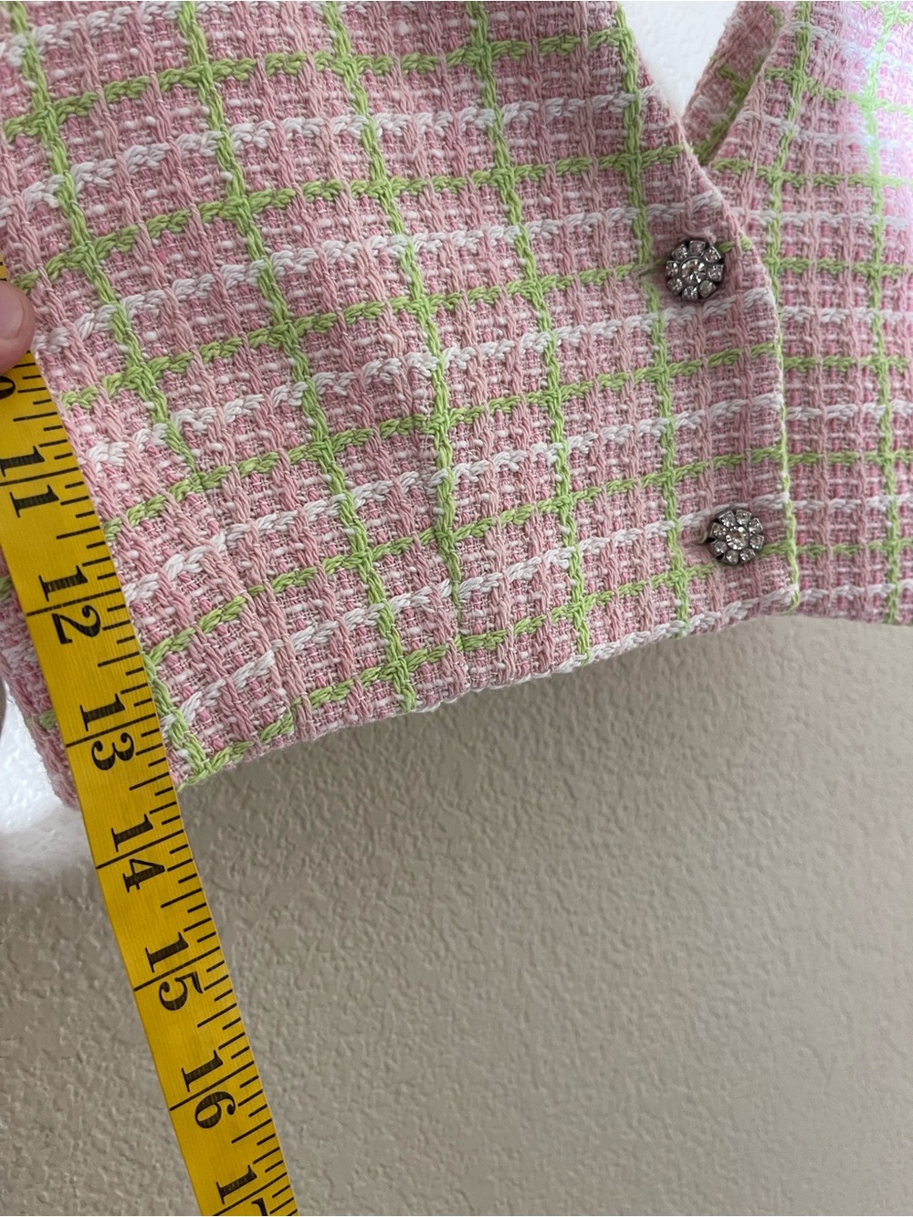 Zara Pink and Green Tweed Crop Vest - Picture 7 of 7